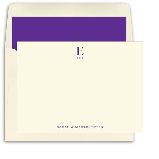 Initial Indicator Flat Note Cards - Raised Ink